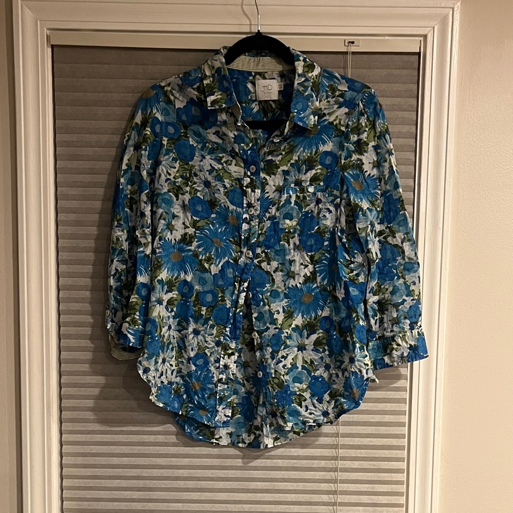 HD in Paris Blue and Green Floral Top